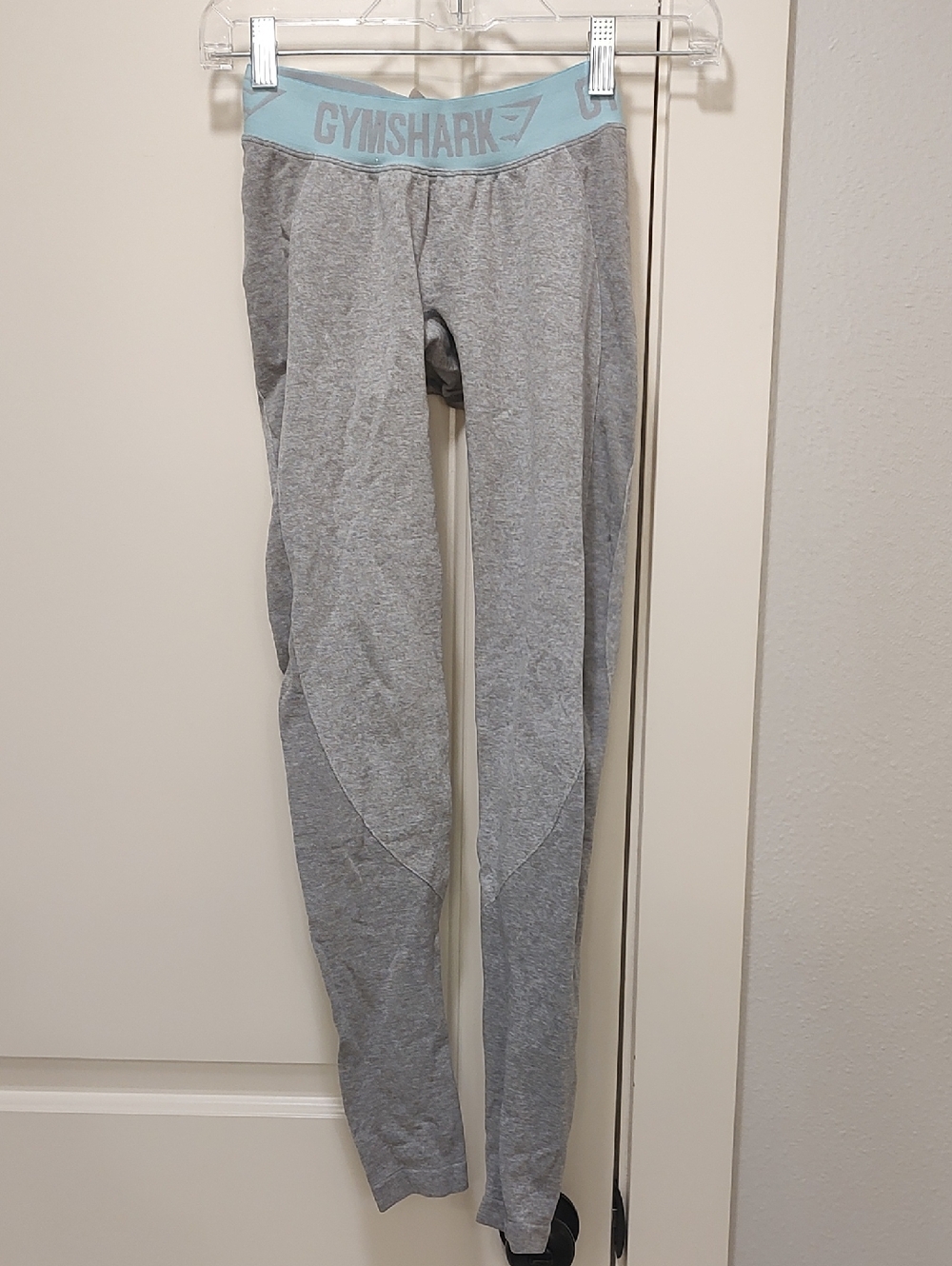 Gymshark Light Blue Waistband Gray Seamless Leggings